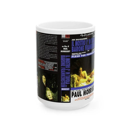 FLESH FOR FRANKENSTEIN (VHS COVER) - White Coffee Mug 15oz - Go Mug Yourself