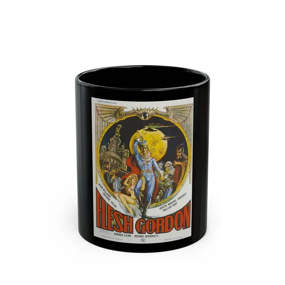 FLESH GORDON (2) 1974 Movie Poster - Black Coffee Mug 11oz - Go Mug Yourself