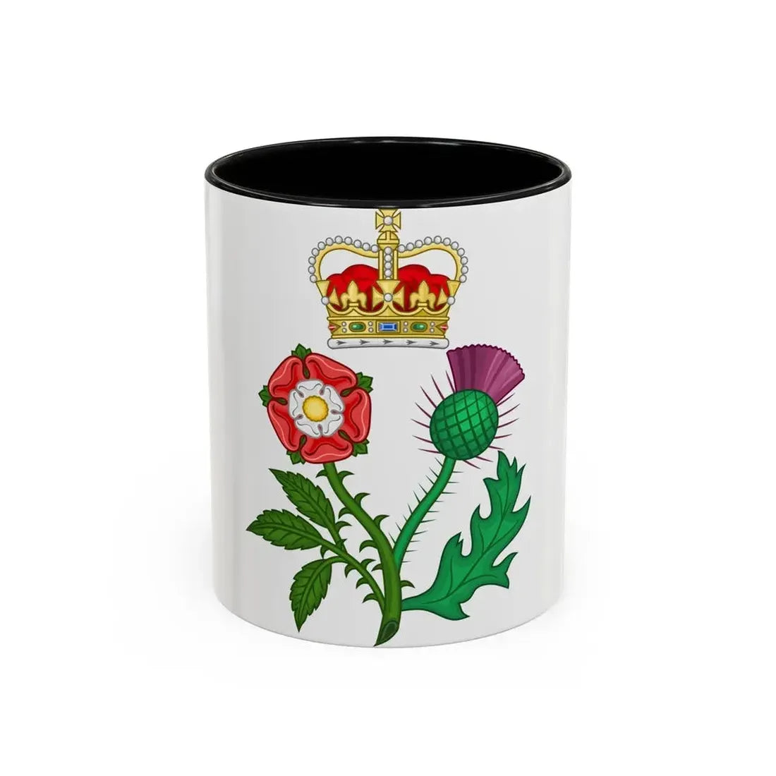 Floral Badge of Great Britain - Accent Coffee Mug 11oz Black - Go Mug Yourself