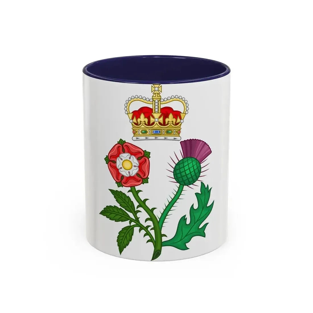 Floral Badge of Great Britain - Accent Coffee Mug 11oz Navy - Go Mug Yourself