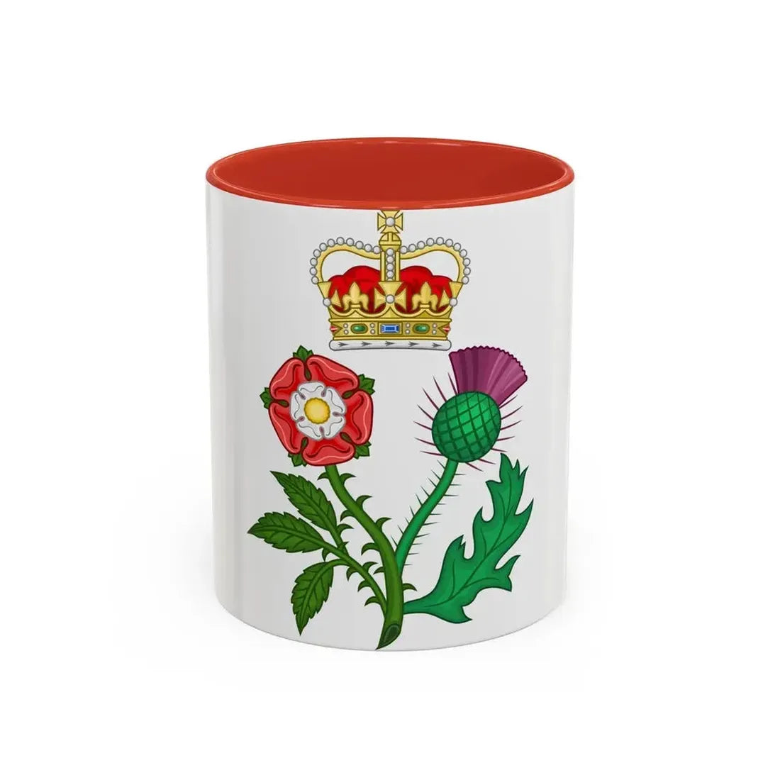 Floral Badge of Great Britain - Accent Coffee Mug 11oz Red - Go Mug Yourself