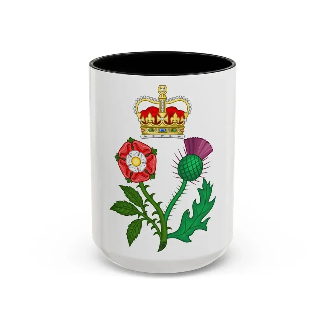 Floral Badge of Great Britain - Accent Coffee Mug 15oz Black - Go Mug Yourself