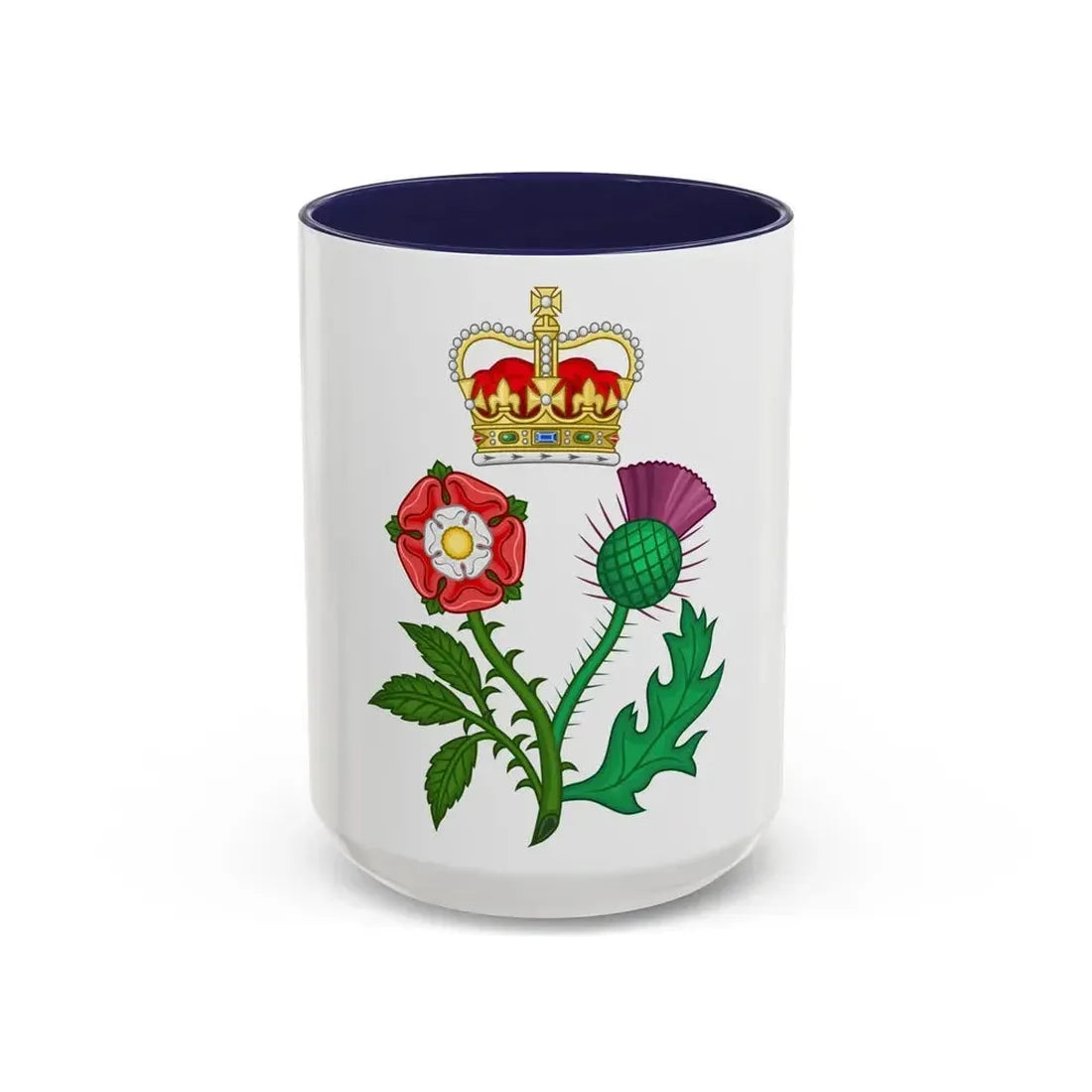 Floral Badge of Great Britain - Accent Coffee Mug 15oz Navy - Go Mug Yourself