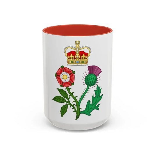 Floral Badge of Great Britain - Accent Coffee Mug 15oz Red - Go Mug Yourself