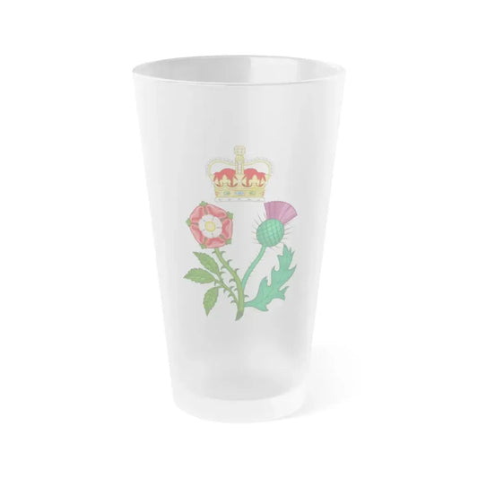 Floral Badge of Great Britain - Frosted Pint Glass 16oz 16oz Frosted - Go Mug Yourself