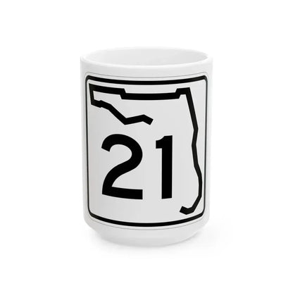 Florida 21 (Florida) (Road Sign) White Coffee Mug 15oz - Go Mug Yourself