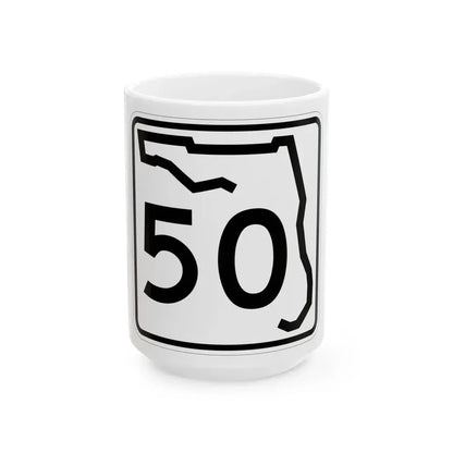 Florida 50 (Florida) (Road Sign) White Coffee Mug 15oz - Go Mug Yourself
