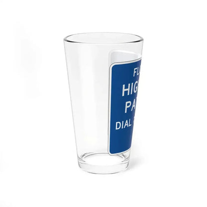 FLORIDA HIGHWAY PATROL DIAL FHP 347 FDOT Road sign FTP-43-04 (Florida) (Road Sign) Pint Glass 16oz - Go Mug Yourself