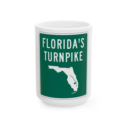 Floridas Turnpike shield (Florida) (Road Sign) White Coffee Mug 15oz - Go Mug Yourself