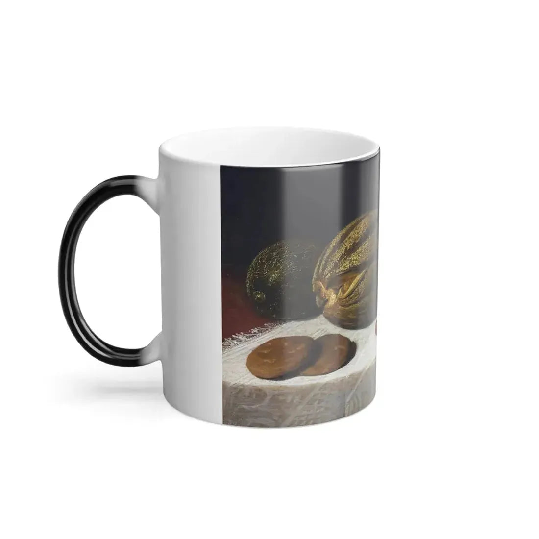 Floris van Dijck (1575-1651) Still Life with Melons, Plums, Cherries, and Bread on a Table Draped with a-0 - Color Changing Mug 11oz - Go Mug Yourself