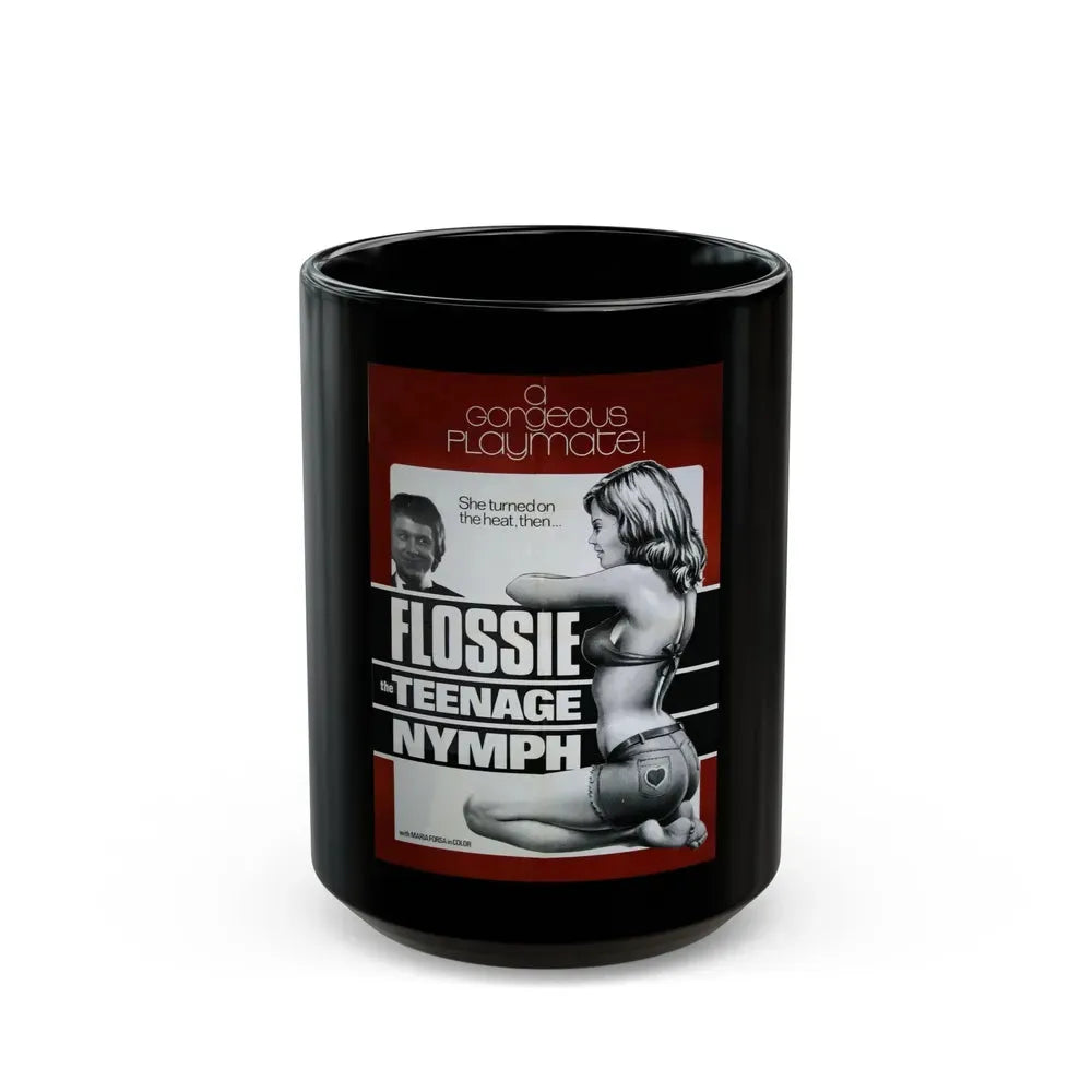 FLOSSY THE TEENAGE NYMPH 1974 Movie Poster - Black Coffee Mug 15oz - Go Mug Yourself