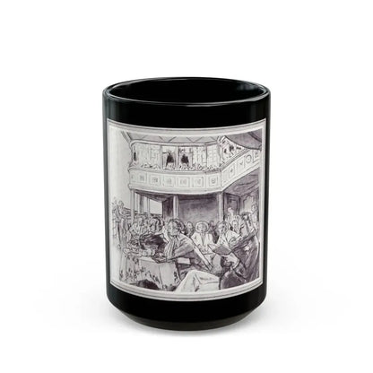 Flower banked Cafe 'Famous Four', Scribner's Magazine, February 1938 - Black Coffee Mug 15oz - Go Mug Yourself