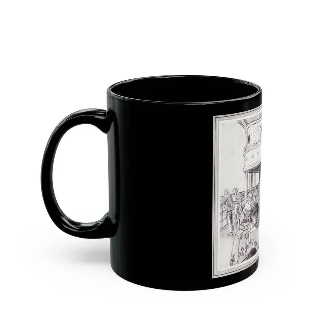 Flower banked Cafe 'Famous Four', Scribner's Magazine, February 1938 - Black Coffee Mug - Go Mug Yourself