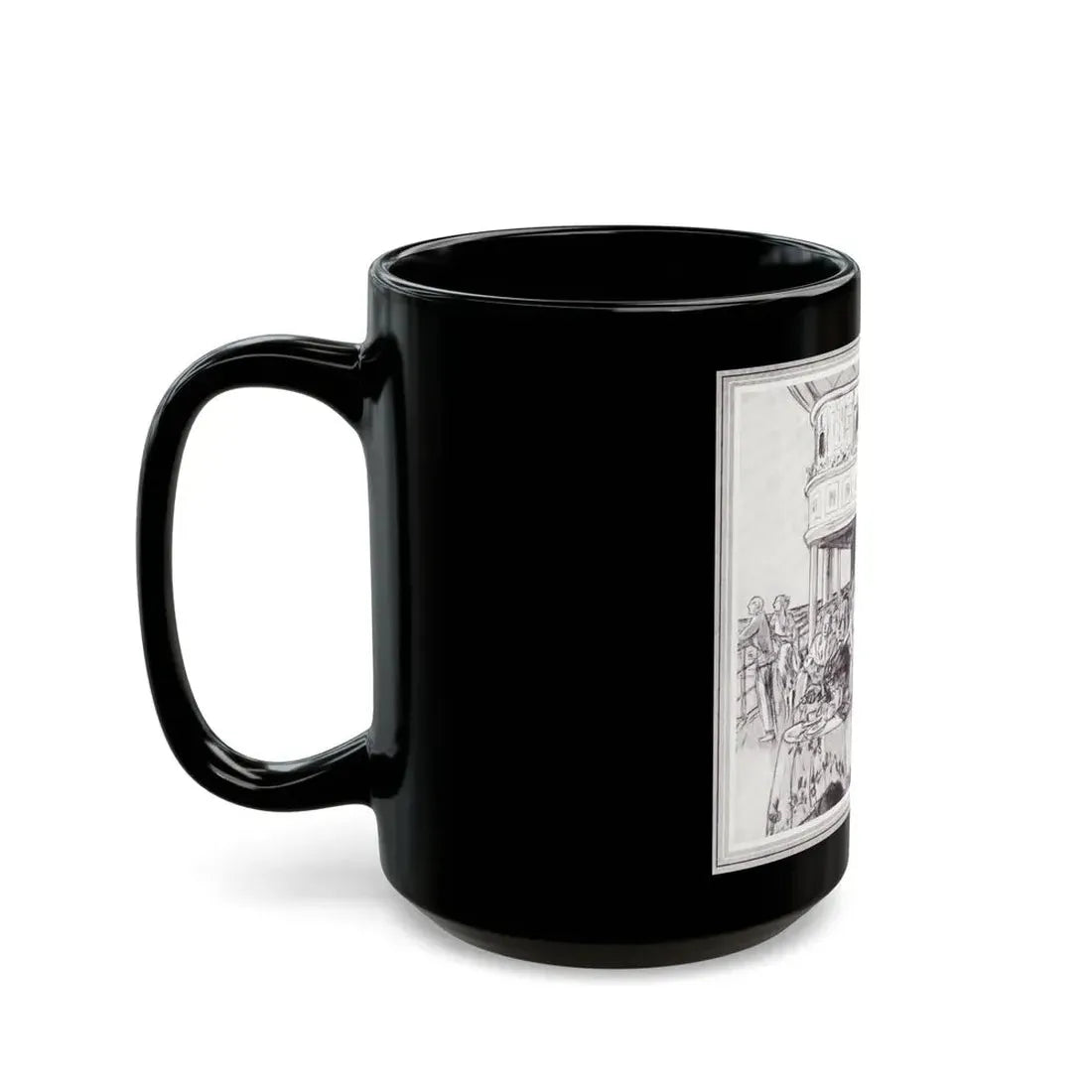 Flower banked Cafe 'Famous Four', Scribner's Magazine, February 1938 - Black Coffee Mug - Go Mug Yourself
