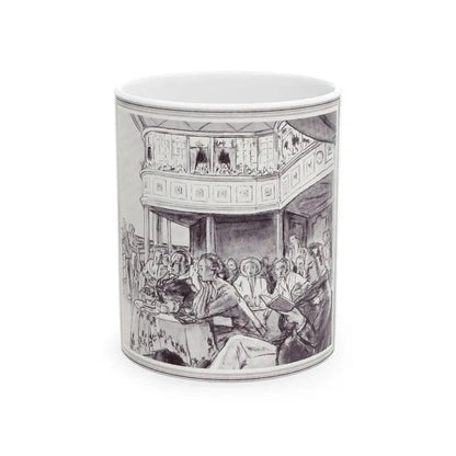 Flower banked Cafe 'Famous Four', Scribner's Magazine, February 1938 - White Coffee Mug 11oz - Go Mug Yourself