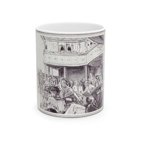 Flower banked Cafe 'Famous Four', Scribner's Magazine, February 1938 - White Coffee Mug 11oz - Go Mug Yourself