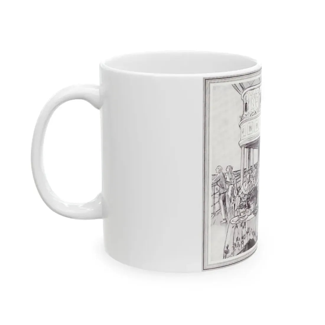 Flower banked Cafe 'Famous Four', Scribner's Magazine, February 1938 - White Coffee Mug - Go Mug Yourself