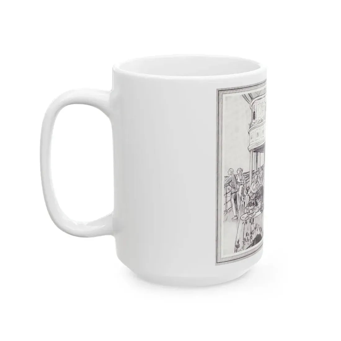 Flower banked Cafe 'Famous Four', Scribner's Magazine, February 1938 - White Coffee Mug - Go Mug Yourself