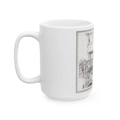Flower banked Cafe 'Famous Four', Scribner's Magazine, February 1938 - White Coffee Mug - Go Mug Yourself