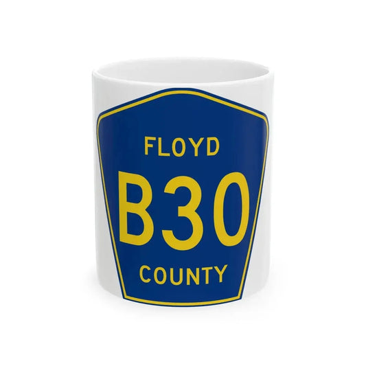 Floyd County B30 IA (Iowa) (Road Sign) White Coffee Mug 11oz - Go Mug Yourself