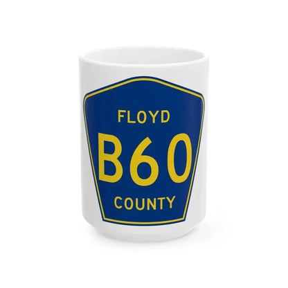 Floyd County B60 IA (Iowa) (Road Sign) White Coffee Mug 15oz - Go Mug Yourself