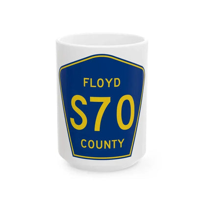 Floyd County S70 IA (Iowa) (Road Sign) White Coffee Mug 15oz - Go Mug Yourself
