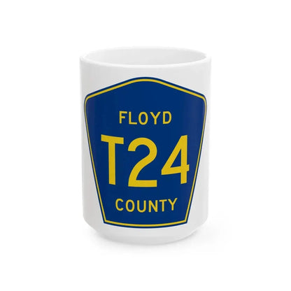 Floyd County T24 IA (Iowa) (Road Sign) White Coffee Mug 15oz - Go Mug Yourself