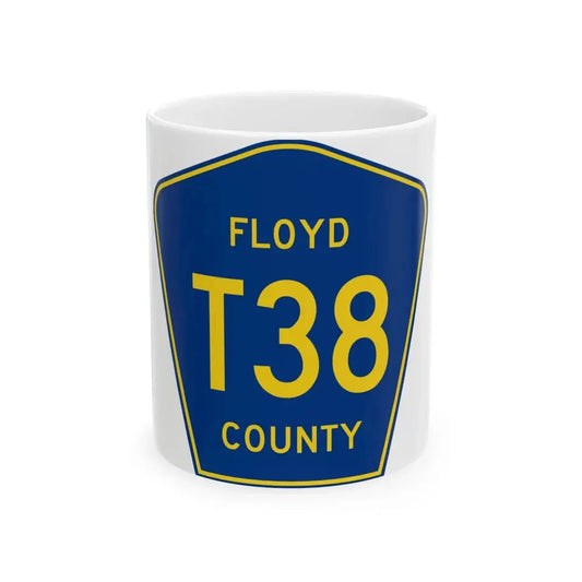 Floyd County T38 IA (Iowa) (Road Sign) White Coffee Mug 11oz - Go Mug Yourself