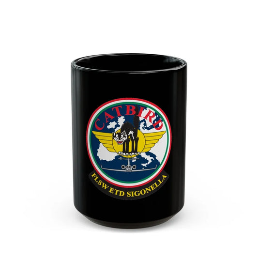 FLSW ETD Sigonella Catbird Fleet Logistics Support Wing Executive Transport Detachment (U.S. Navy) Black Coffee Mug-15oz-Go Mug Yourself