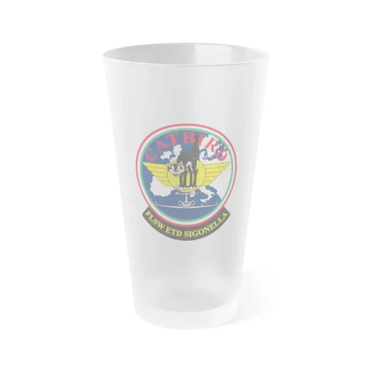 FLSW ETD Sigonella Catbird Fleet Logistics Support Wing Executive Transport Detachment (U.S. Navy) Frosted Pint Glass 16oz Default Title - Go Mug Yourself