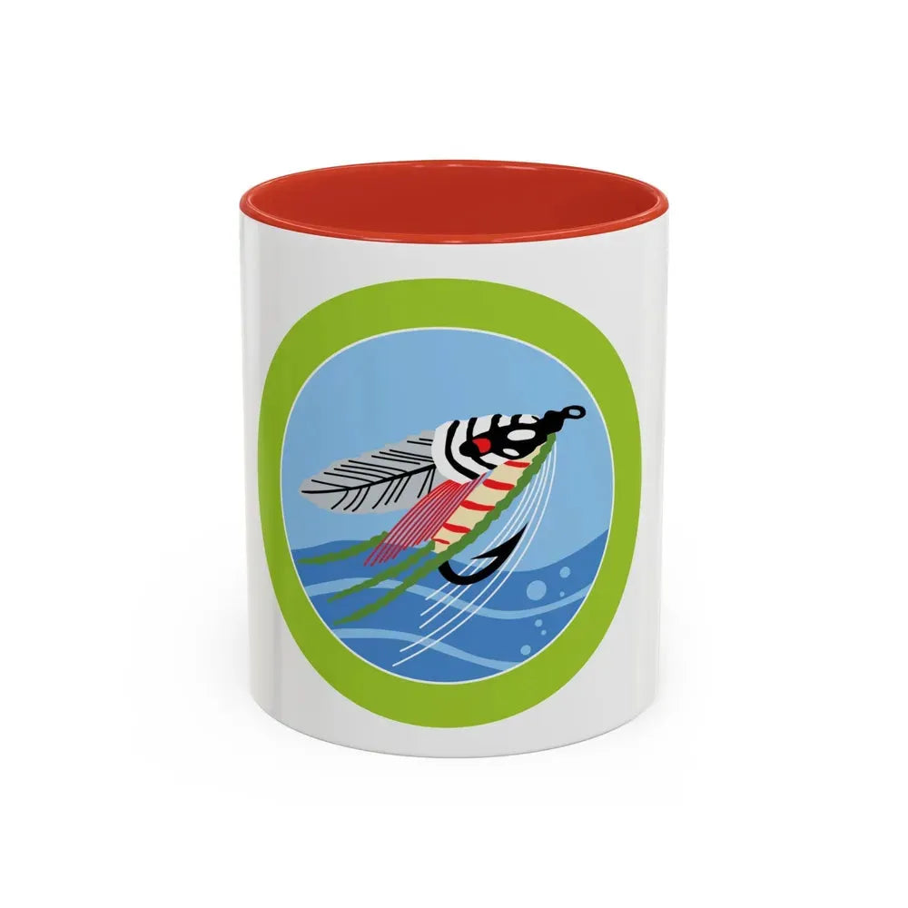 Fly Fishing (Boy Scout Merit Badge) Accent Coffee Mug 11oz Red - Go Mug Yourself