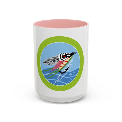 Fly Fishing (Boy Scout Merit Badge) Accent Coffee Mug 15oz Pink - Go Mug Yourself