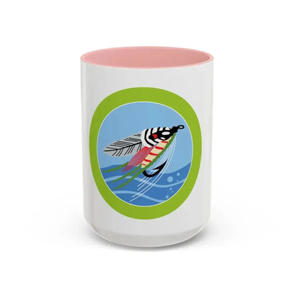 Fly Fishing (Boy Scout Merit Badge) Accent Coffee Mug 15oz Pink - Go Mug Yourself