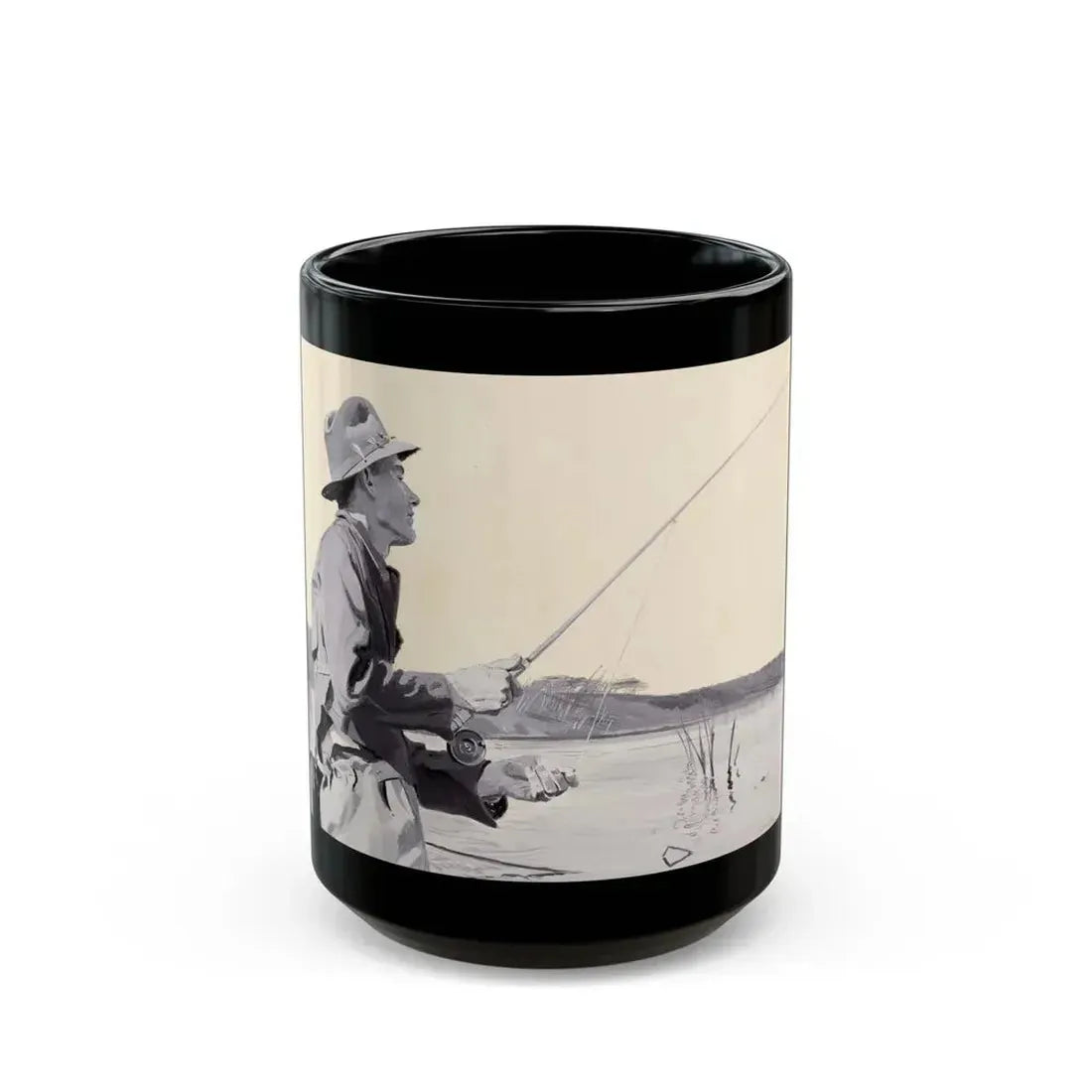 Fly Fishing, Collier's magazine story illustration - Black Coffee Mug 15oz - Go Mug Yourself