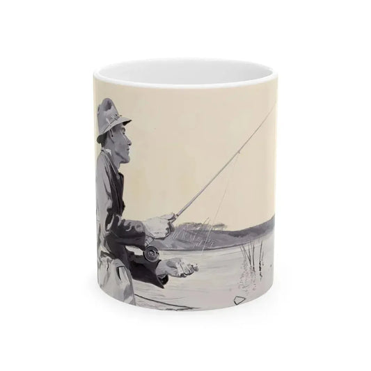 Fly Fishing, Collier's magazine story illustration - White Coffee Mug 11oz - Go Mug Yourself