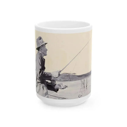 Fly Fishing, Collier's magazine story illustration - White Coffee Mug 15oz - Go Mug Yourself
