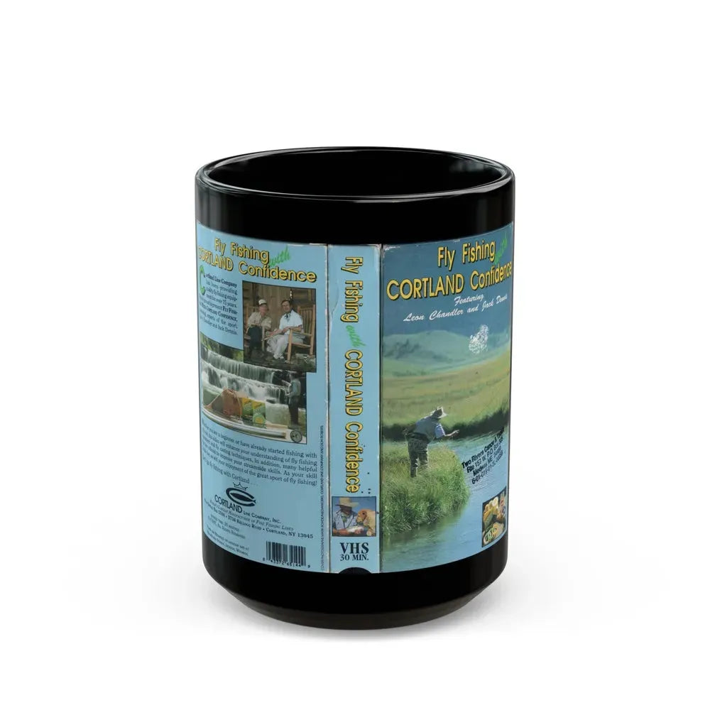 FLY FISHING WITH CORTLAND CONFIDENCE (VHS COVER) - Black Coffee Mug 15oz - Go Mug Yourself