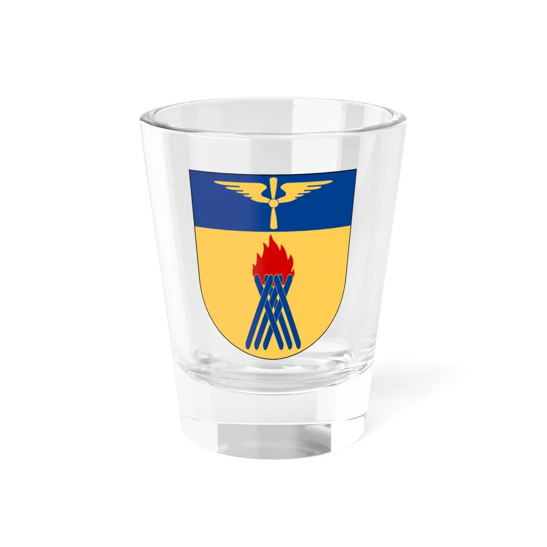 Flygvapenfrivilligas riksförbund vapen (Sweden) (Coat of Arms) Shot Glass 1.5oz 1.5oz - Go Mug Yourself