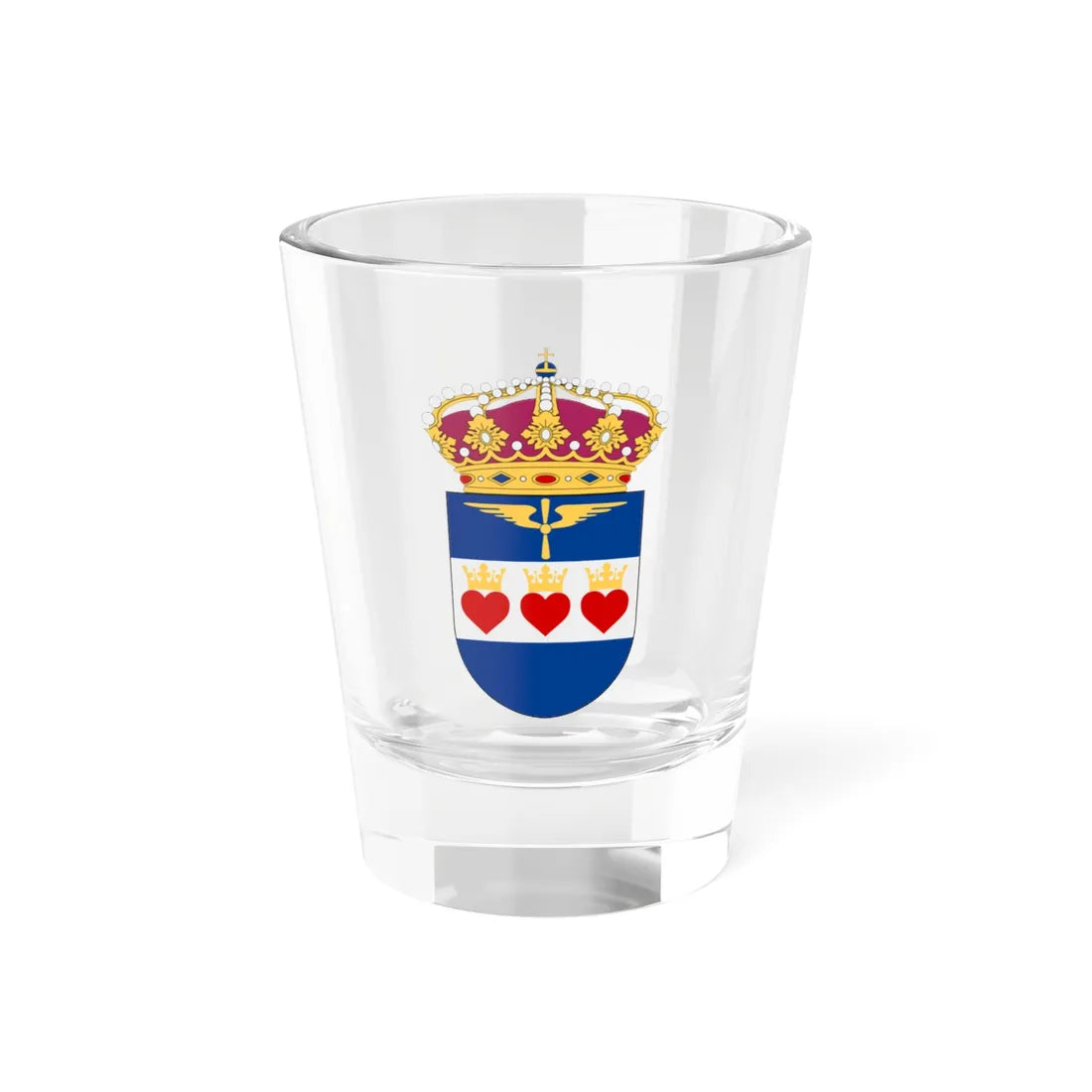 Flygvapnets Halmstadsskolor vapen (Sweden) (Coat of Arms) Shot Glass 1.5oz 1.5oz - Go Mug Yourself