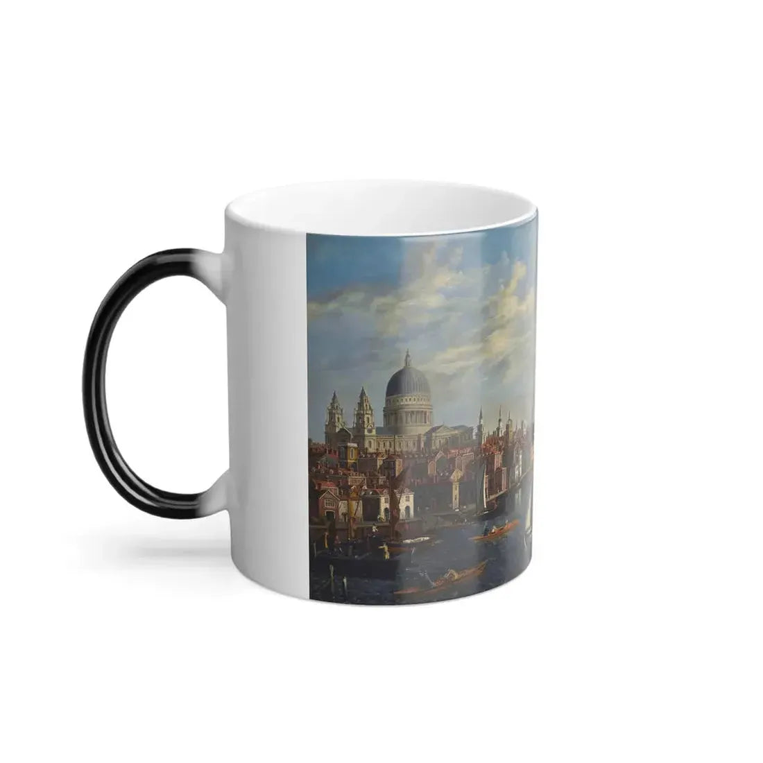 Follower of Samuel Scott (1702-1772) London, a View of St Paul's Cathedral and Old London Bridge from t-0 - Color Changing Mug 11oz - Go Mug Yourself