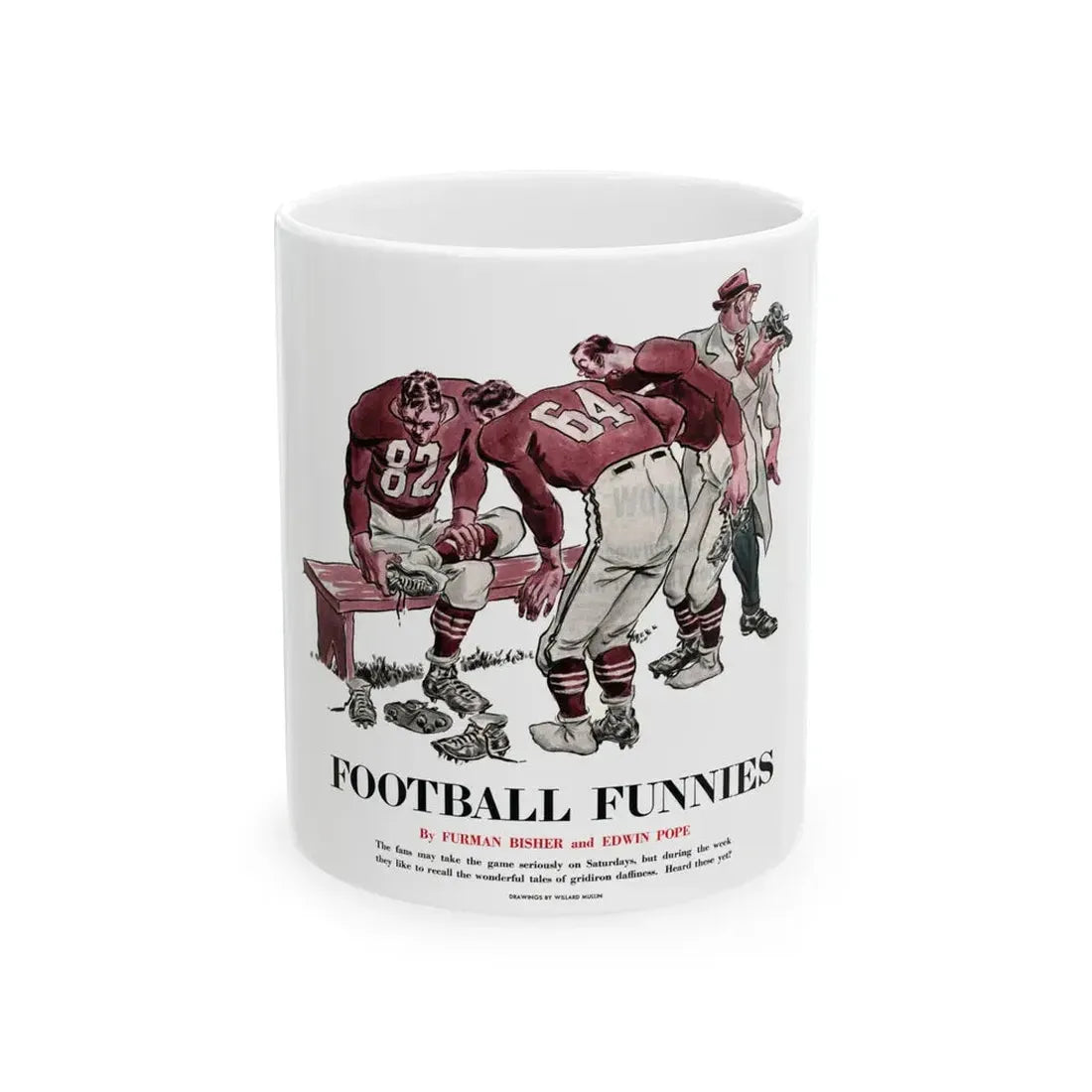Football Funnies, Collier's, October 4, 1952 - White Coffee Mug 11oz - Go Mug Yourself