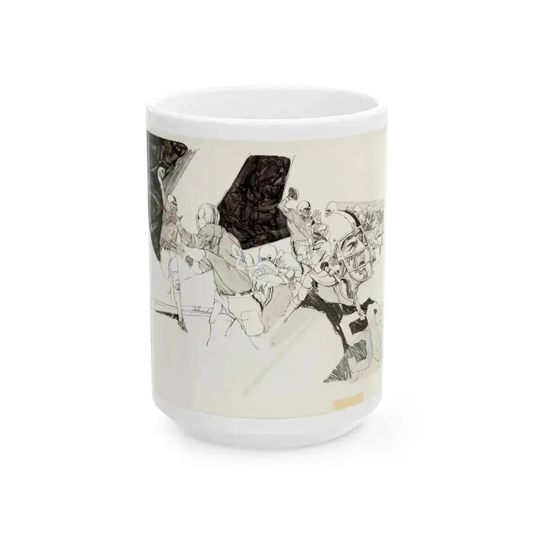 Football Montages Scetch - White Coffee Mug 15oz - Go Mug Yourself