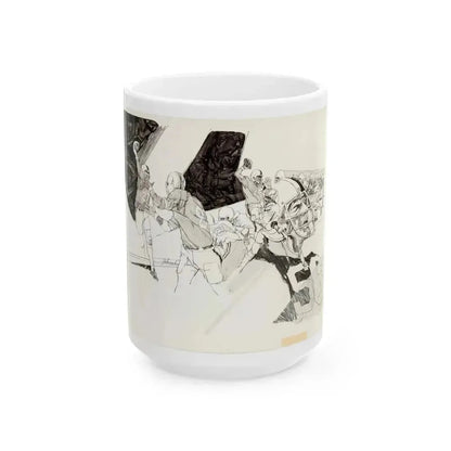 Football Montages Scetch - White Coffee Mug 15oz - Go Mug Yourself