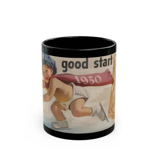 For a Good Start, Esso Oil advertisement, 1950 - Black Coffee Mug 11oz - Go Mug Yourself