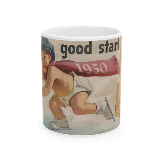 For a Good Start, Esso Oil advertisement, 1950 - White Coffee Mug 11oz - Go Mug Yourself