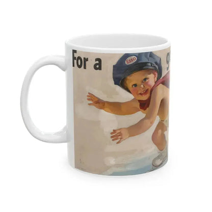 For a Good Start, Esso Oil advertisement, 1950 - White Coffee Mug - Go Mug Yourself