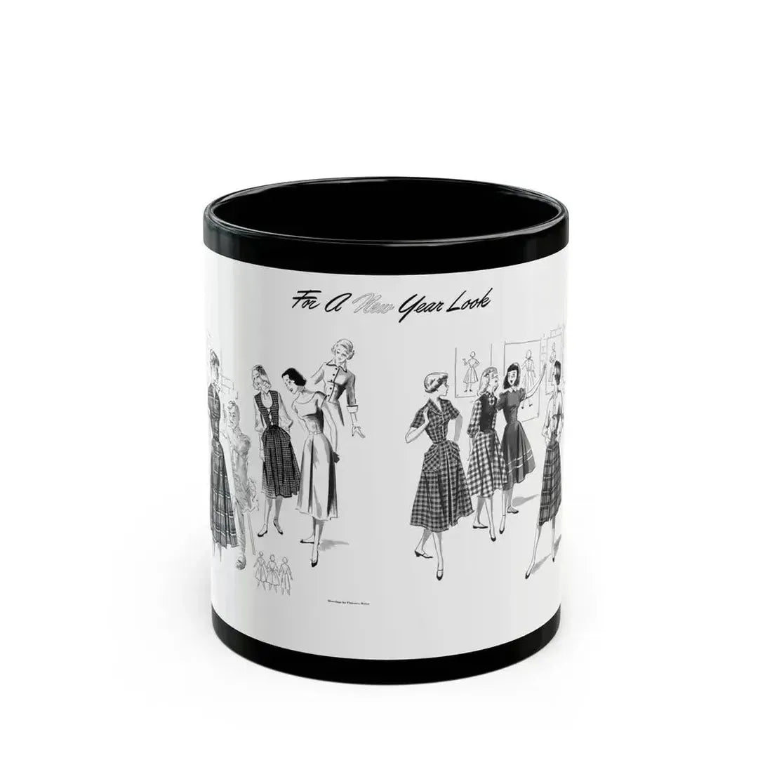 For A New Year Look, The American Girl, January 1951 - Black Coffee Mug 11oz - Go Mug Yourself