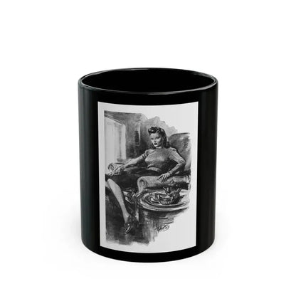 For Snow On The High Ground by Ruth Cameron Ward (1), Woman And Home, 1942 - Black Coffee Mug 11oz - Go Mug Yourself