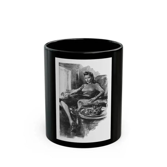 For Snow On The High Ground by Ruth Cameron Ward (1), Woman And Home, 1942 - Black Coffee Mug 11oz - Go Mug Yourself
