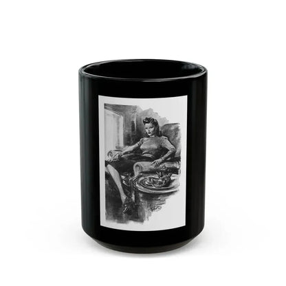 For Snow On The High Ground by Ruth Cameron Ward (1), Woman And Home, 1942 - Black Coffee Mug 15oz - Go Mug Yourself